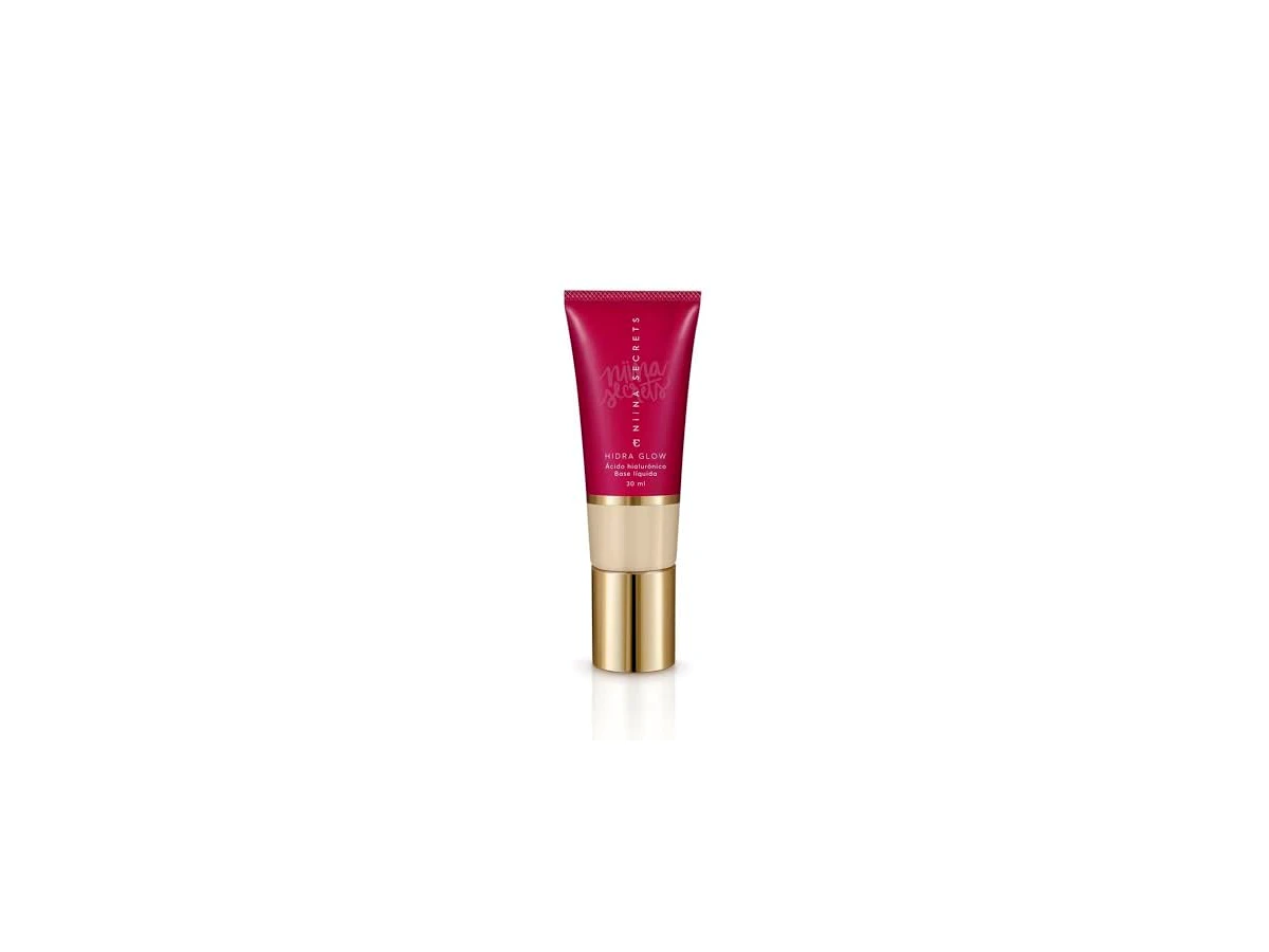 Base Líquida Eudora Niina Secrets Hidra Glow com Duplo Ácido Hialurônico e Extrato de Rosas