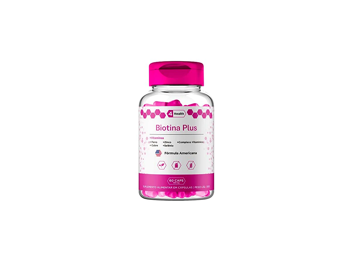 Biotina Plus + Vitaminas 60 Cápsulas 4 Health Cabelo Pele e Unha