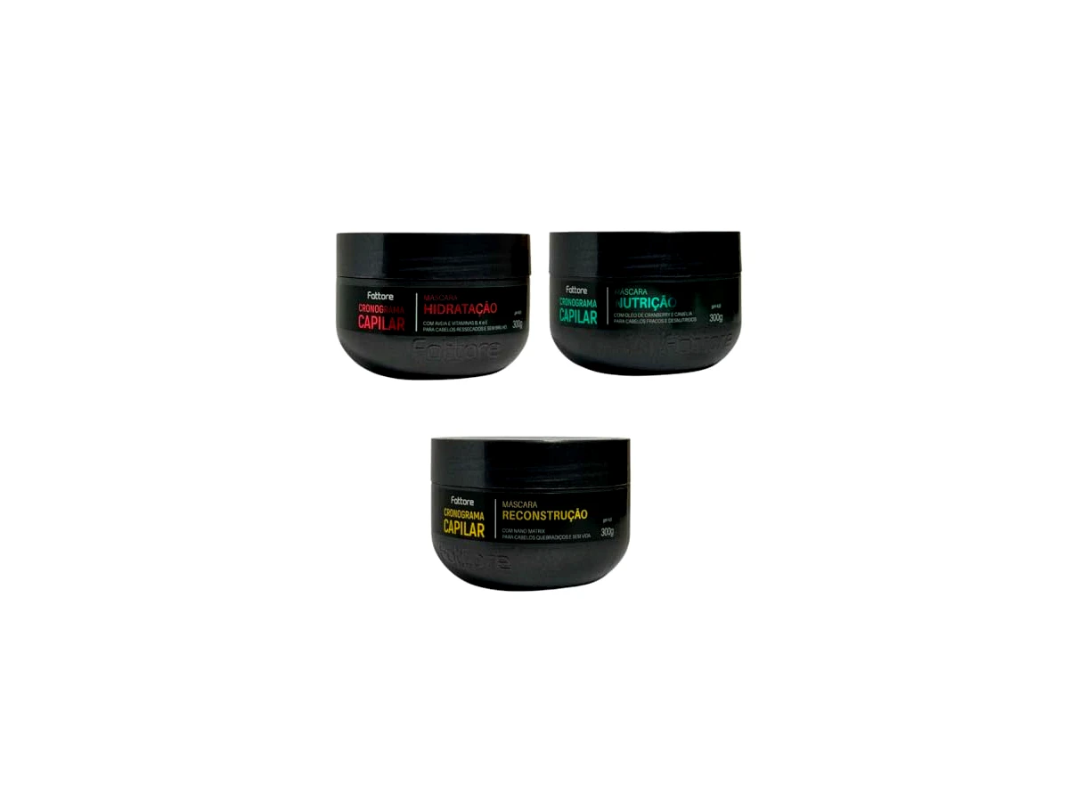 Kit Cronograma Capilar Fattore Hidratação Nutrição Reconstrução 900g
