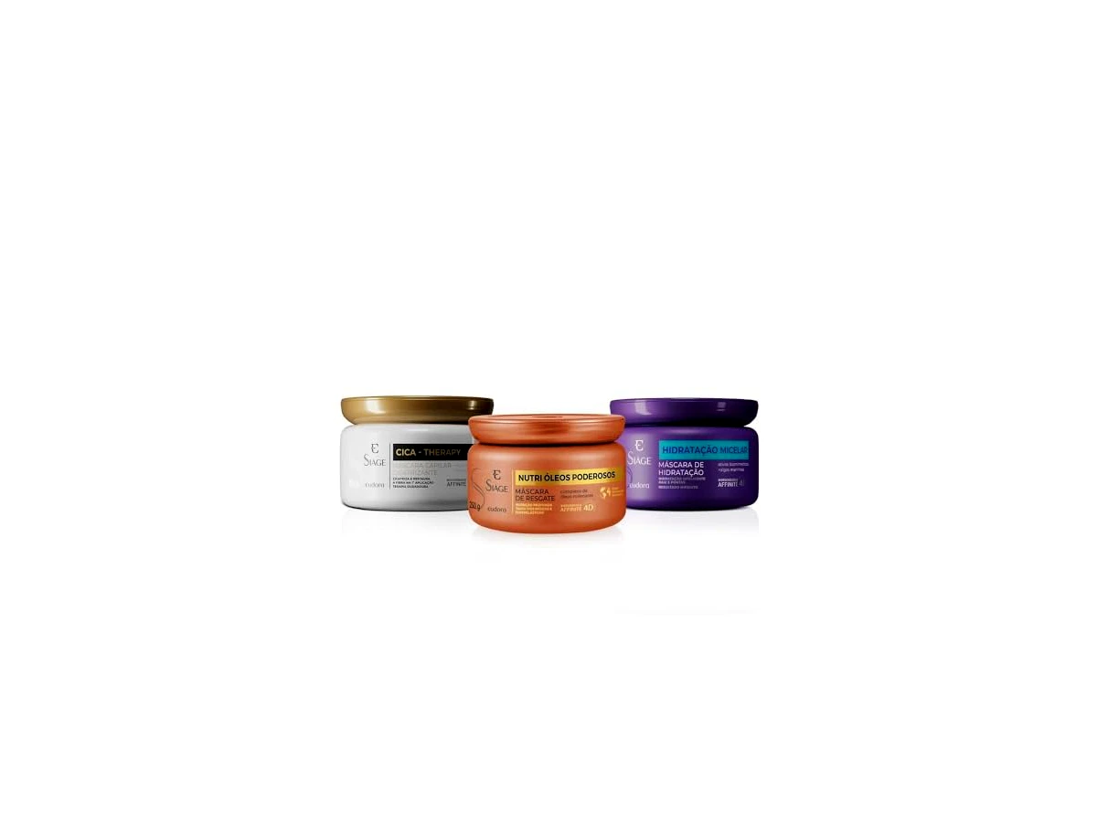 Kit Eudora Siàge Cronograma Capilar (Máscara Hair Plastia 250g + Máscara Nutri Óleos Poderosos 250g + Máscara Reconstrói os Fios 250g)