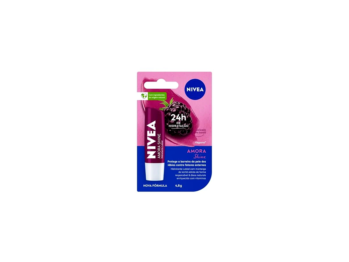 NIVEA Protetor Labial Hidratante Amora Shine com Óleos Naturais 4,8g