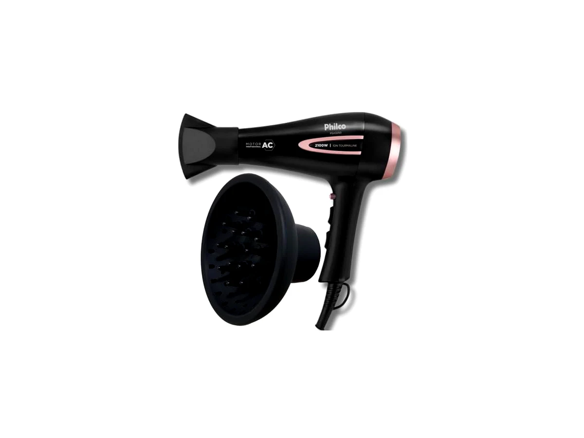 Secador de Cabelo Philco Profissional Íon Tourmaline 2100W com Difusor de Cachos