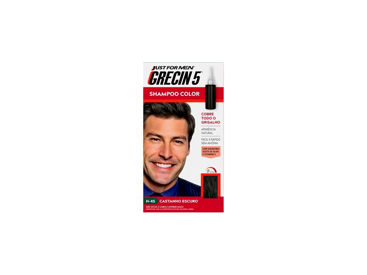 Grecin 5 Shampoo Tonalizante Masculino Tonalidade Castanho Escuro